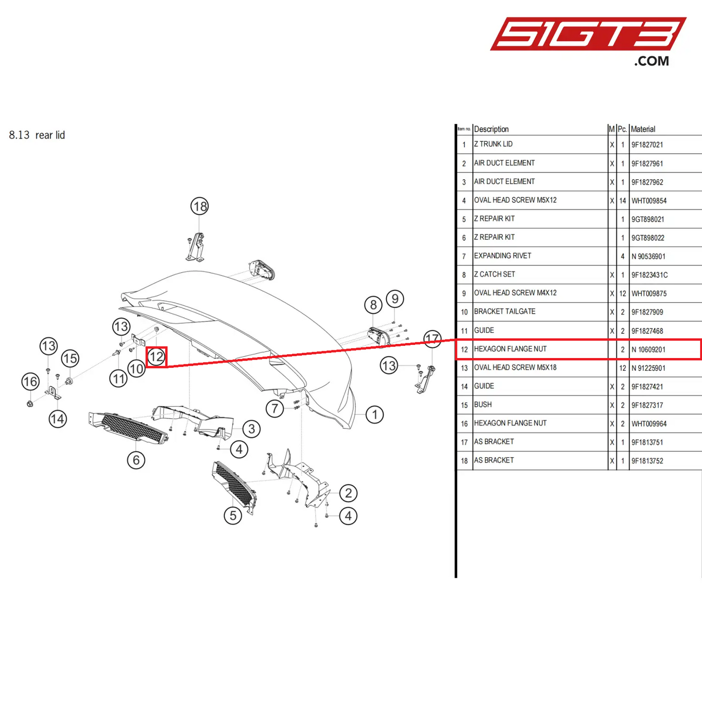 HEXAGON FLANGE NUT - N  10609201 [PORSCHE 911 GT3 Cup Type 992]