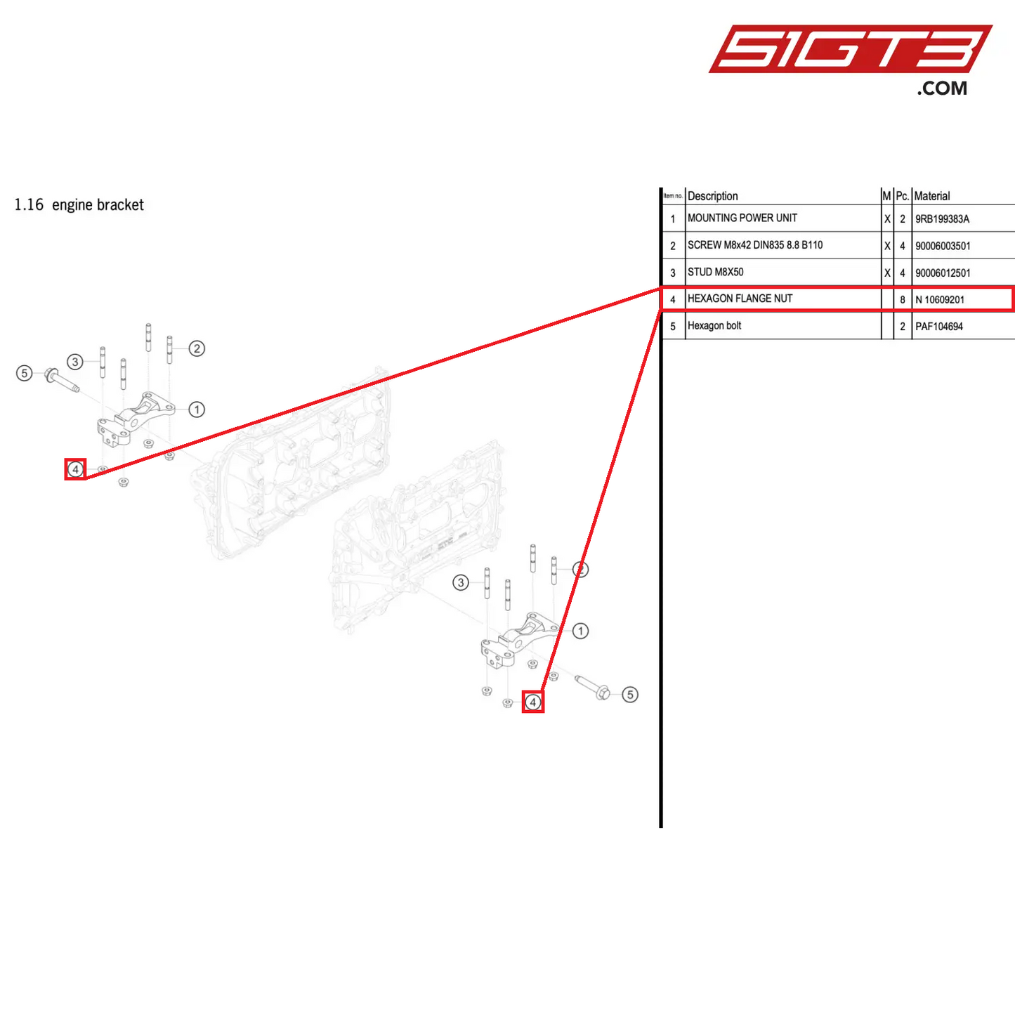 HEXAGON FLANGE NUT - N  10609201 [PORSCHE 992.1 GT3 R]