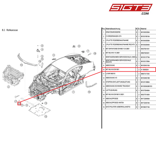 HEXAGON NUT M 8 EN1661 - N 10609204 [PORSCHE Cayman 981 GT4 Clubsport]