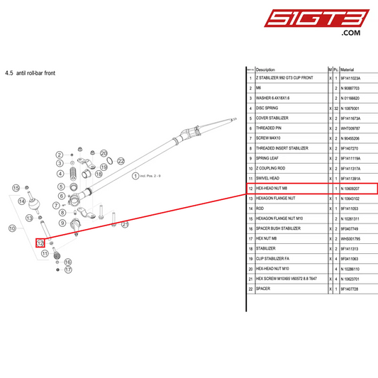 HEX-HEAD NUT M8 - N  10609207 [PORSCHE 911 GT3 Cup Type 992]