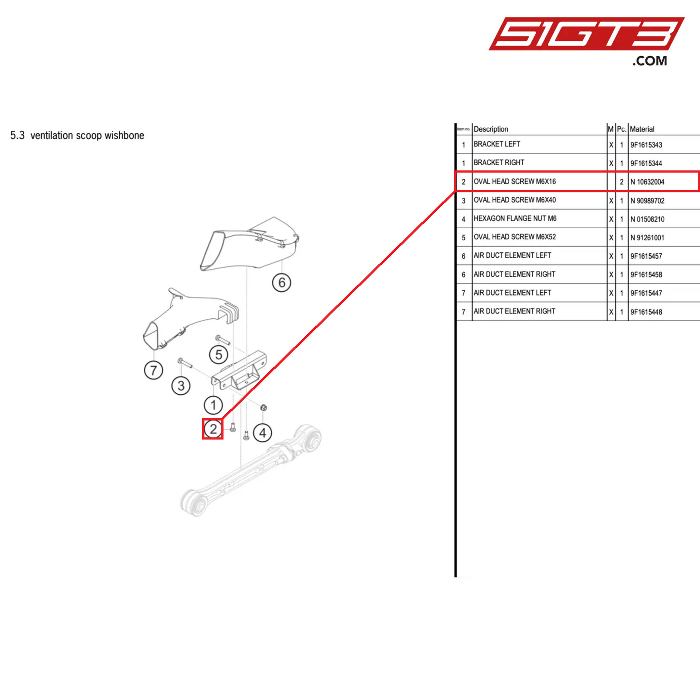 OVAL HEAD SCREW M6X16 - N  10632004 [PORSCHE 911 GT3 Cup Type 992]