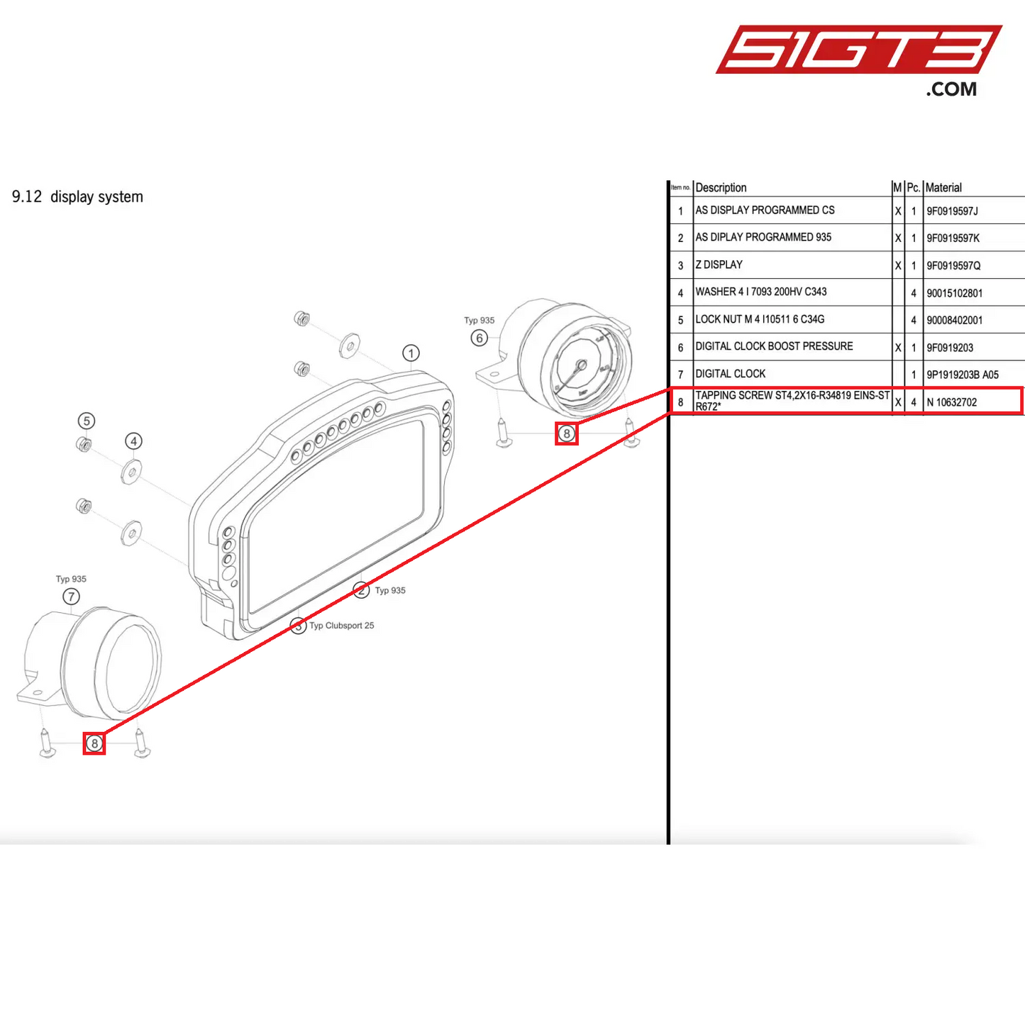 TAPPING SCREW ST4,2X16-R34819 EINS-ST R672* - N  10632702 [PORSCHE 911 GT2 RS Clubsport]