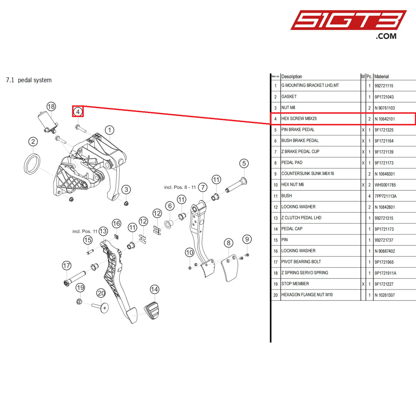 HEX SCREW M8X25 - N  10642101 [PORSCHE 911 GT3 Cup Type 992]