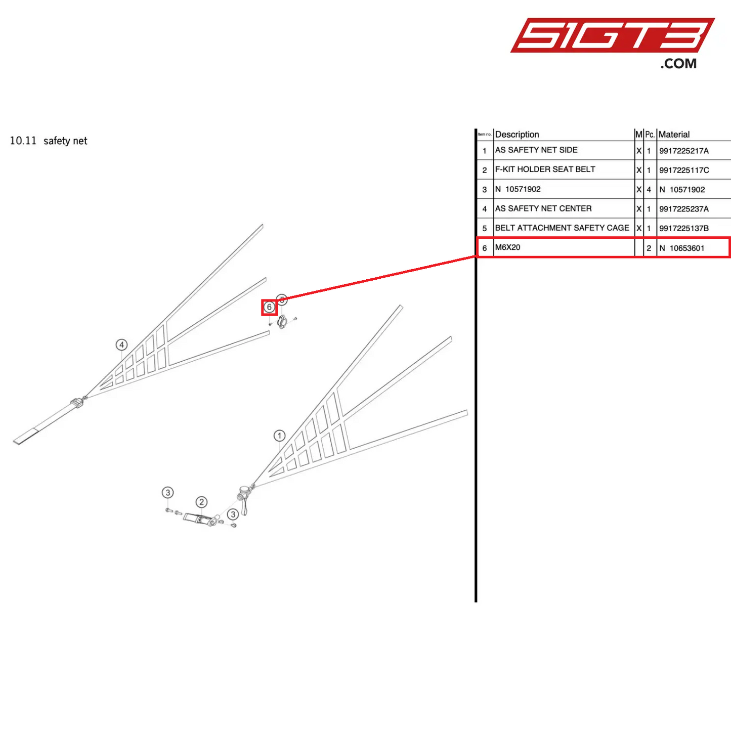 PAN-HEAD SCREW M6X20 - N 10653601 [PORSCHE 991.1 GT3 R]