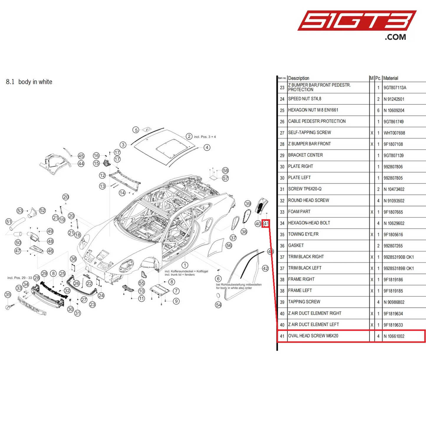 OVAL HEAD SCREW M6X20 - N  10661002 [PORSCHE 911 GT3 Cup Type 992]