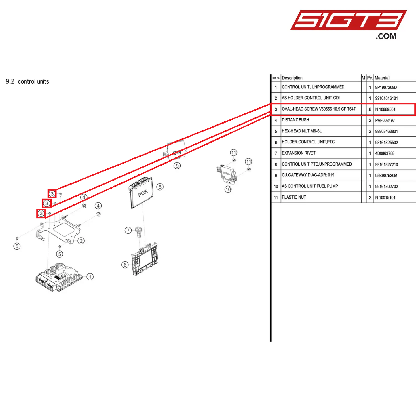 OVAL-HEAD SCREW V60556 10.9 CF T647 - N  10669501 [PORSCHE 911 GT2 RS Clubsport]