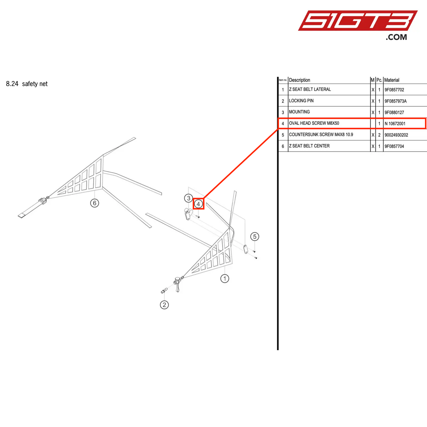 OVAL HEAD SCREW M8X50 - N  10672001 [PORSCHE 992.1 GT3 R]