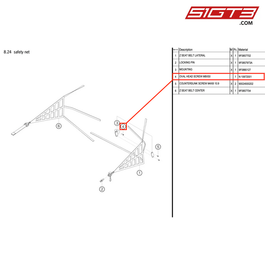 OVAL HEAD SCREW M8X50 - N  10672001 [PORSCHE 992.1 GT3 R]