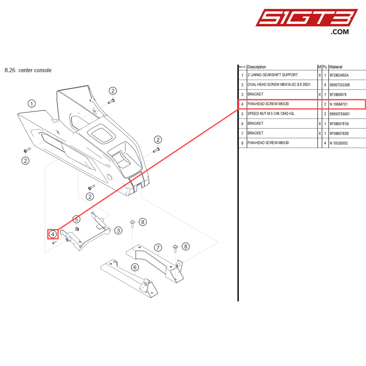 PAN-HEAD SCREW M5X20 - N  10684701 [PORSCHE 718 Cayman GT4 Clubsport]