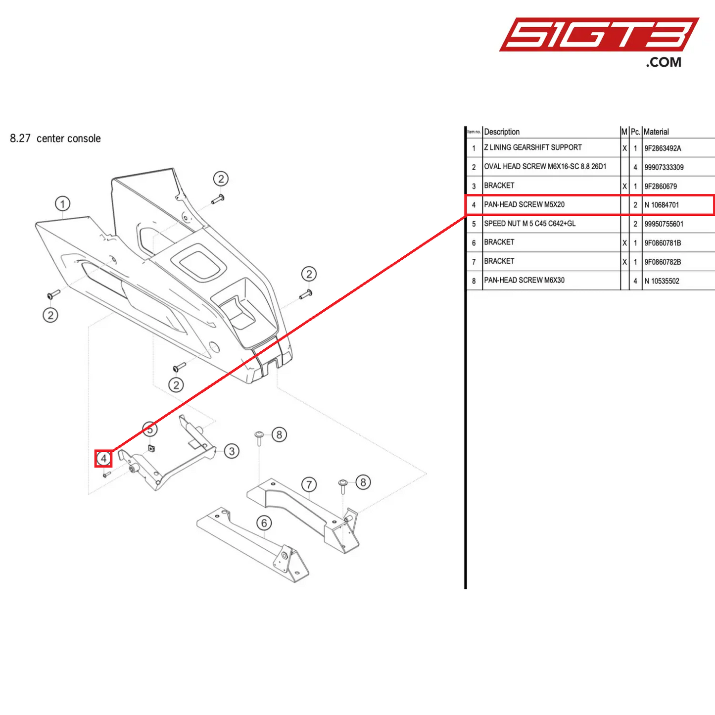 PAN-HEAD SCREW M5X20 - N  10684701 [PORSCHE 718 Cayman GT4 RS Clubsport]