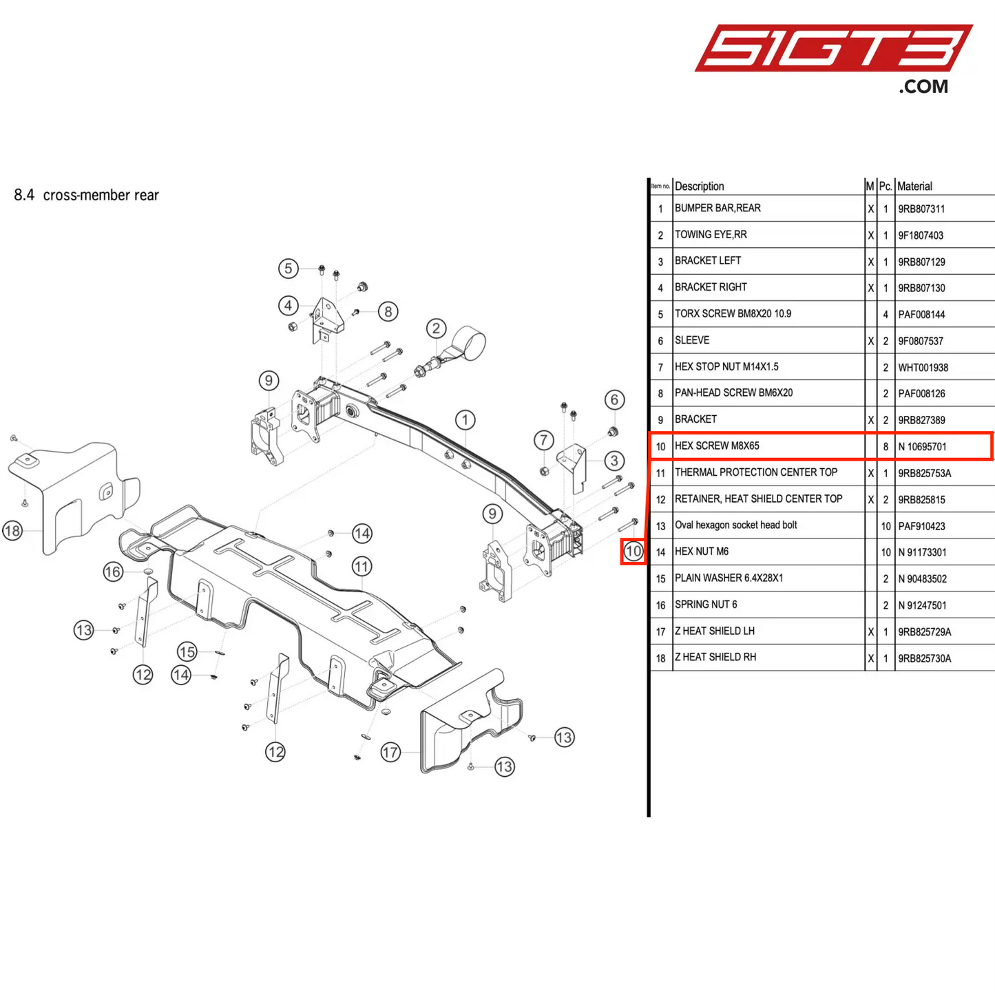 HEX SCREW M8X65 - N  10695701 [PORSCHE 992.1 GT3 R]