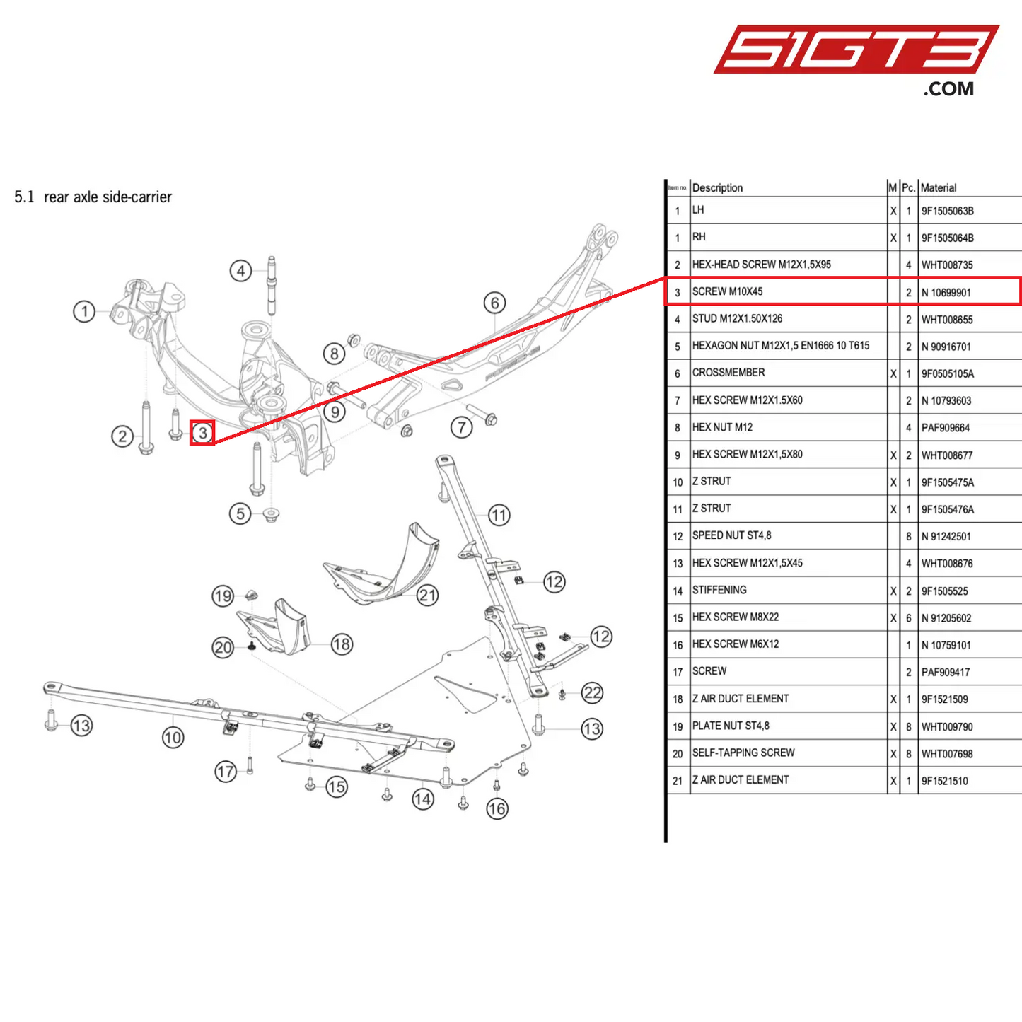 SCREW M10X45 - N  10699901 [PORSCHE 911 GT3 Cup Type 992]