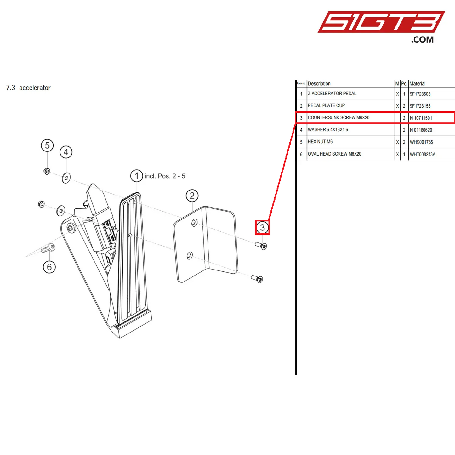 COUNTERSUNK SCREW M6X20 - N  10711501 [PORSCHE 911 GT3 Cup Type 992]