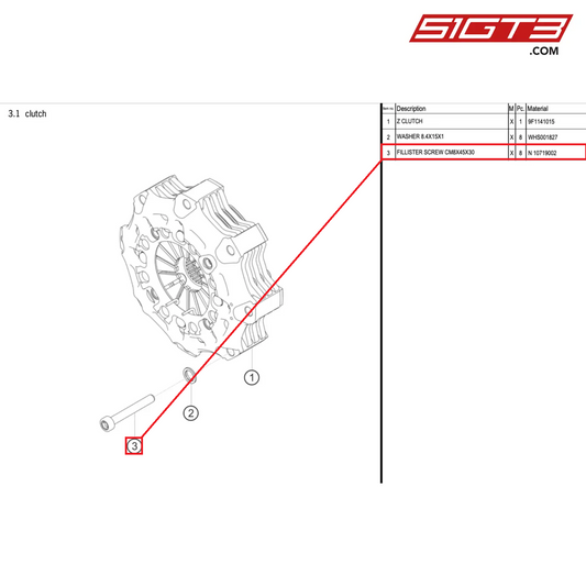 FILLISTER SCREW CM8X45X30 - N  10719002 [PORSCHE 992.1 GT3 Cup]