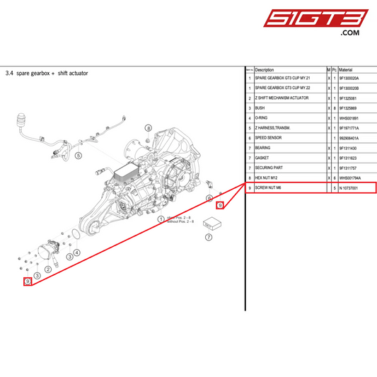 HEXAGON NUT M6 - N  10737001 [PORSCHE 992.1 GT3 Cup]