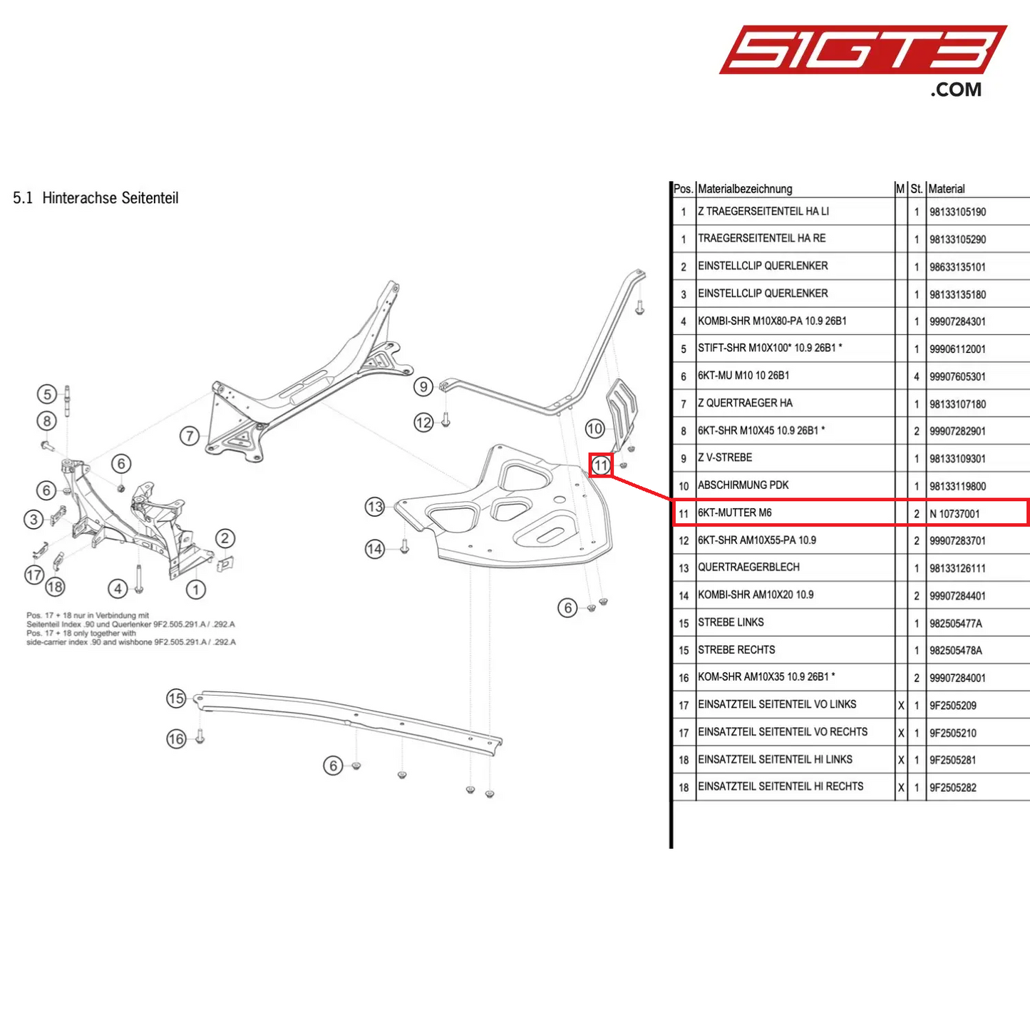 HEXAGON NUT M6 - N 10737001 [PORSCHE Cayman 981 GT4 Clubsport]