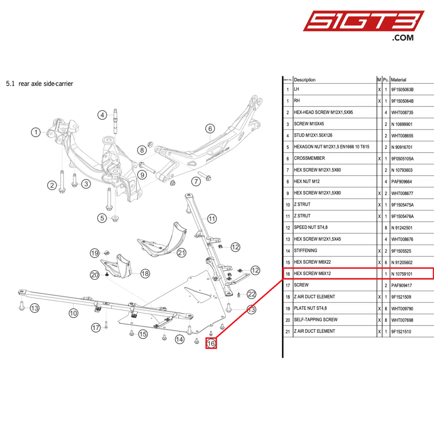 HEX SCREW M6X12 - N  10759101 [PORSCHE 992.1 GT3 Cup]