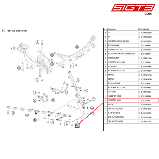 HEX SCREW M6X12 - N  10759101 [PORSCHE 992.1 GT3 Cup]