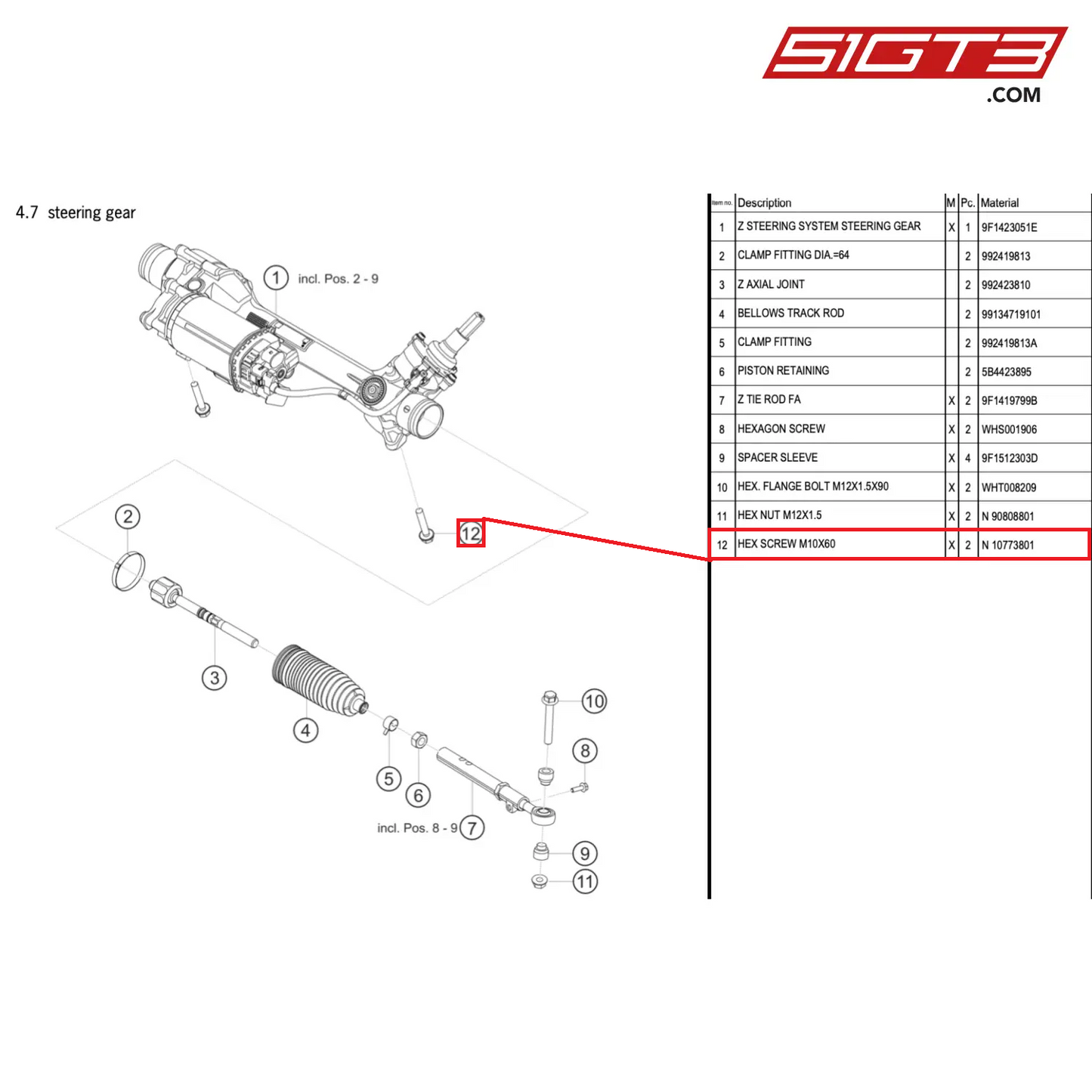 HEX SCREW M10X60 - N  10773801 [PORSCHE 911 GT3 Cup Type 992]