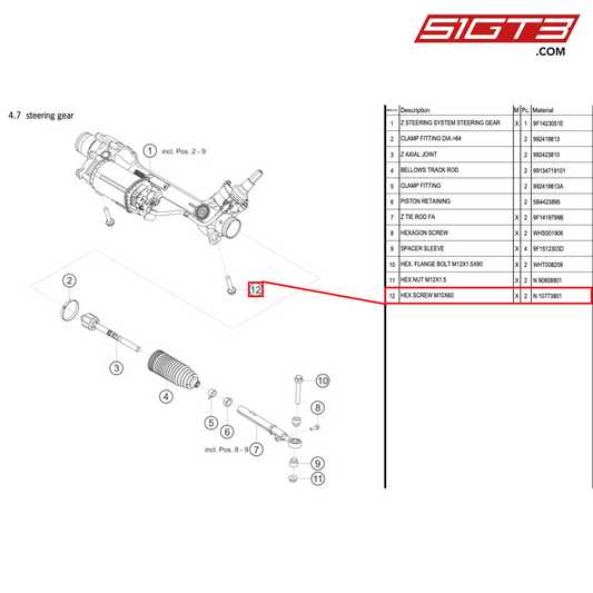 HEX SCREW M10X60 - N  10773801 [PORSCHE 992.1 GT3 Cup]