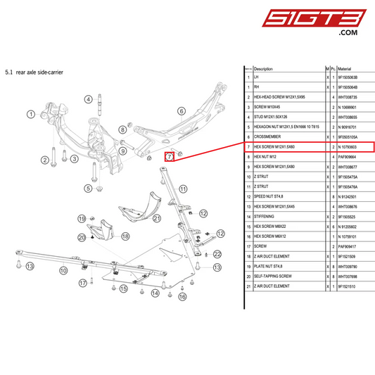HEX SCREW M12X1.5X60 - N  10793603 [PORSCHE 992.1 GT3 Cup]