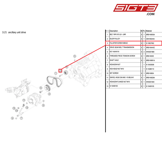 FILLISTER SCREW M8X42 - N  10827902 [PORSCHE 992.1 GT3 R]