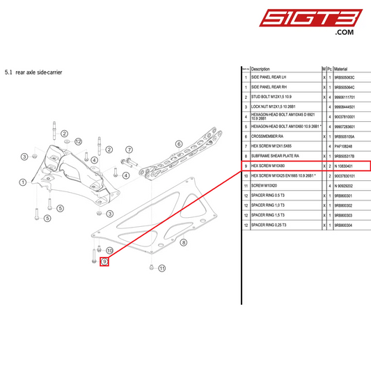 HEX SCREW M10X80 - N  10830401 [PORSCHE 992.1 GT3 R]