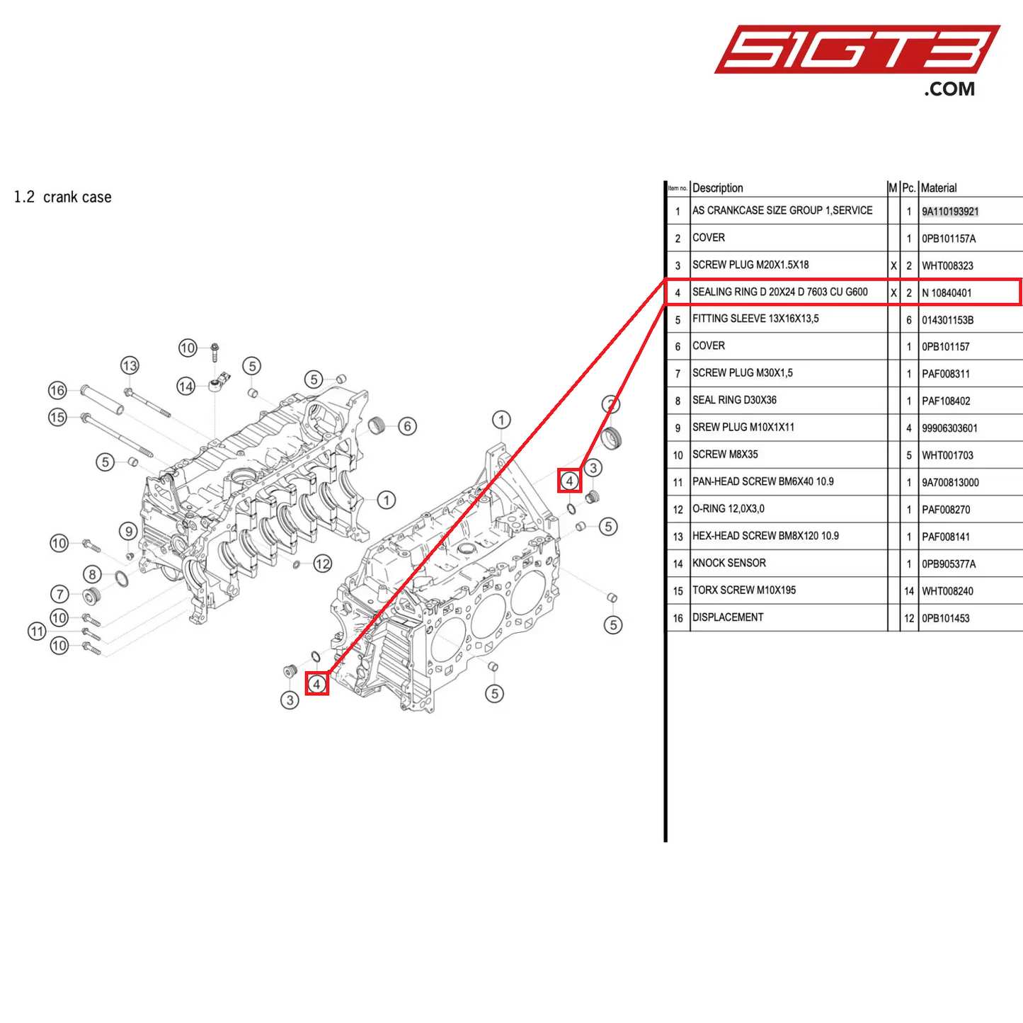 SEALING RING D 20X24 D 7603 CU G600 - N  10840401 [PORSCHE 911 GT2 RS Clubsport]