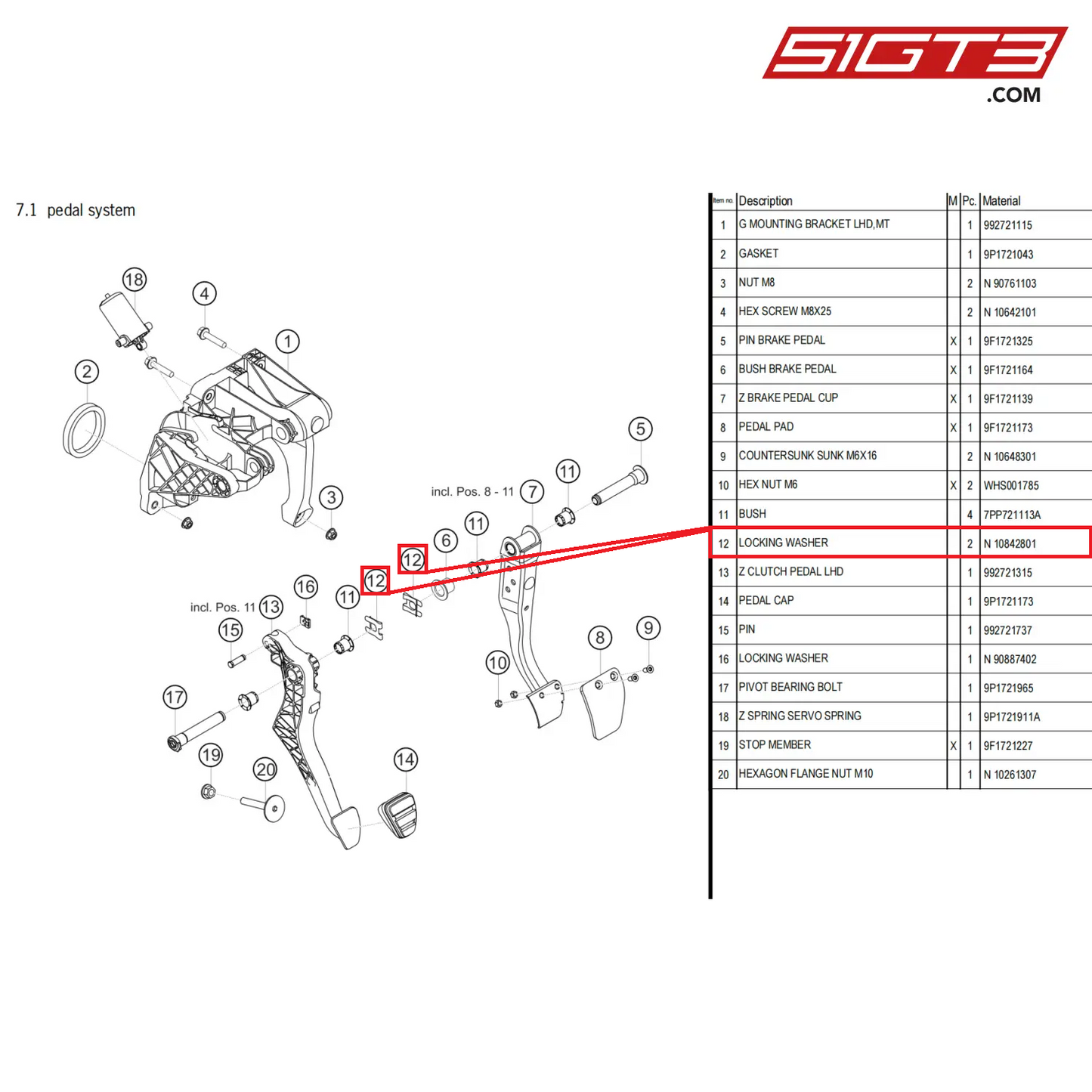 LOCKING WASHER - N  10842801 [PORSCHE 911 GT3 Cup Type 992]