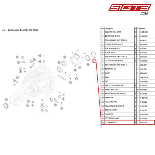 LOCK RING B65X1.5 - N  10877301 [PORSCHE 992.1 GT3 Cup]