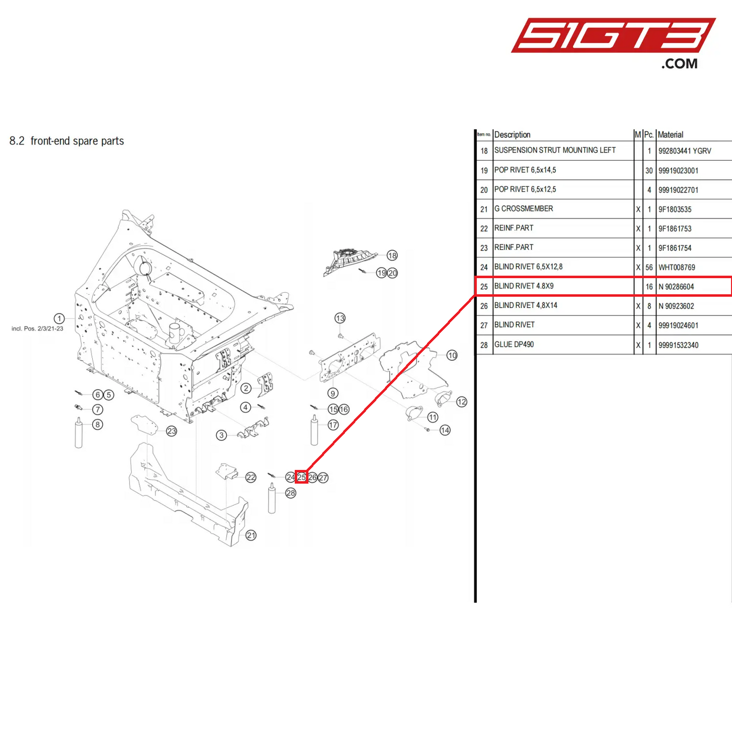 BLIND RIVET 4.8X9 - N  90286604 [PORSCHE 911 GT3 Cup Type 992]