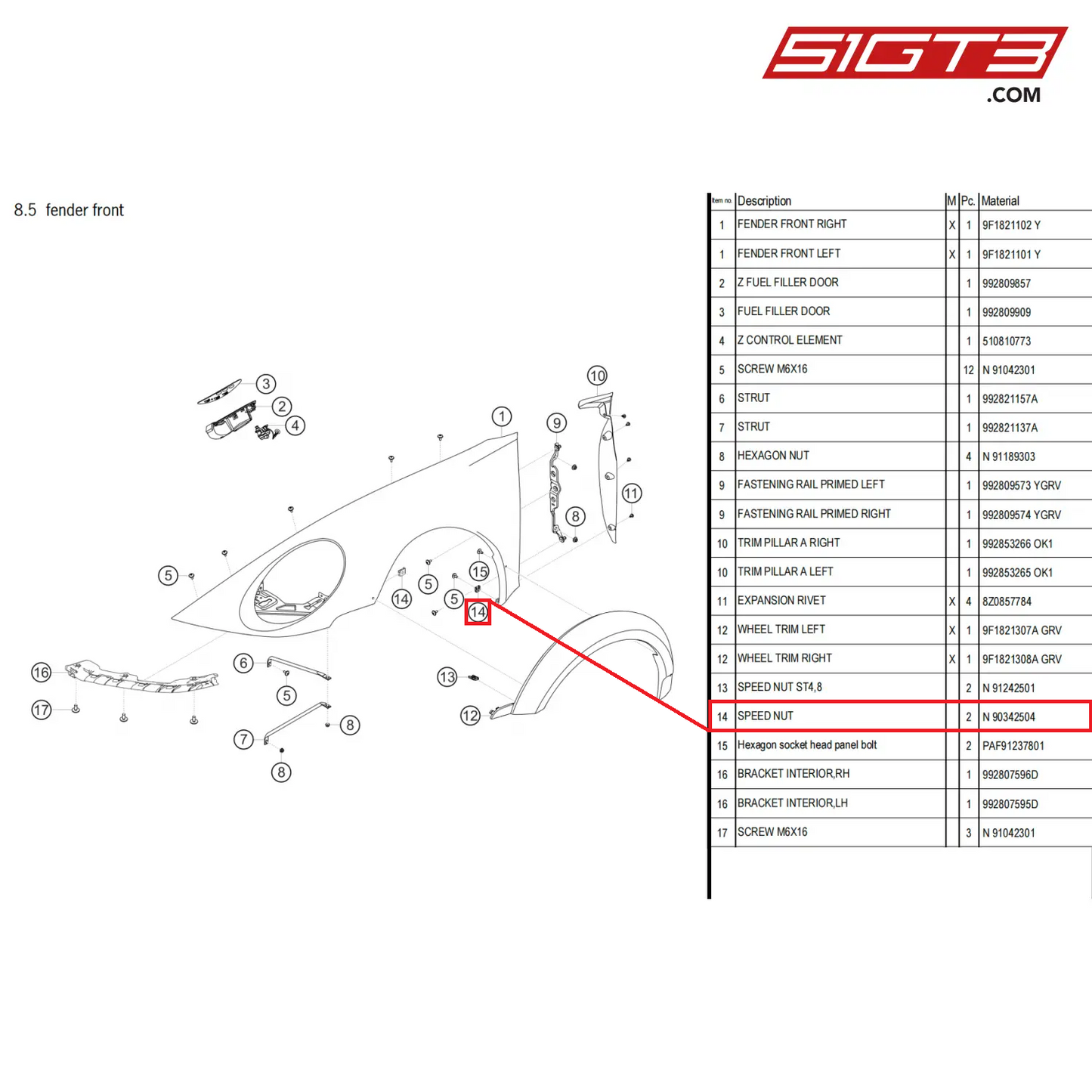 SPEED NUT - N  90342504 [PORSCHE 911 GT3 Cup Type 992]