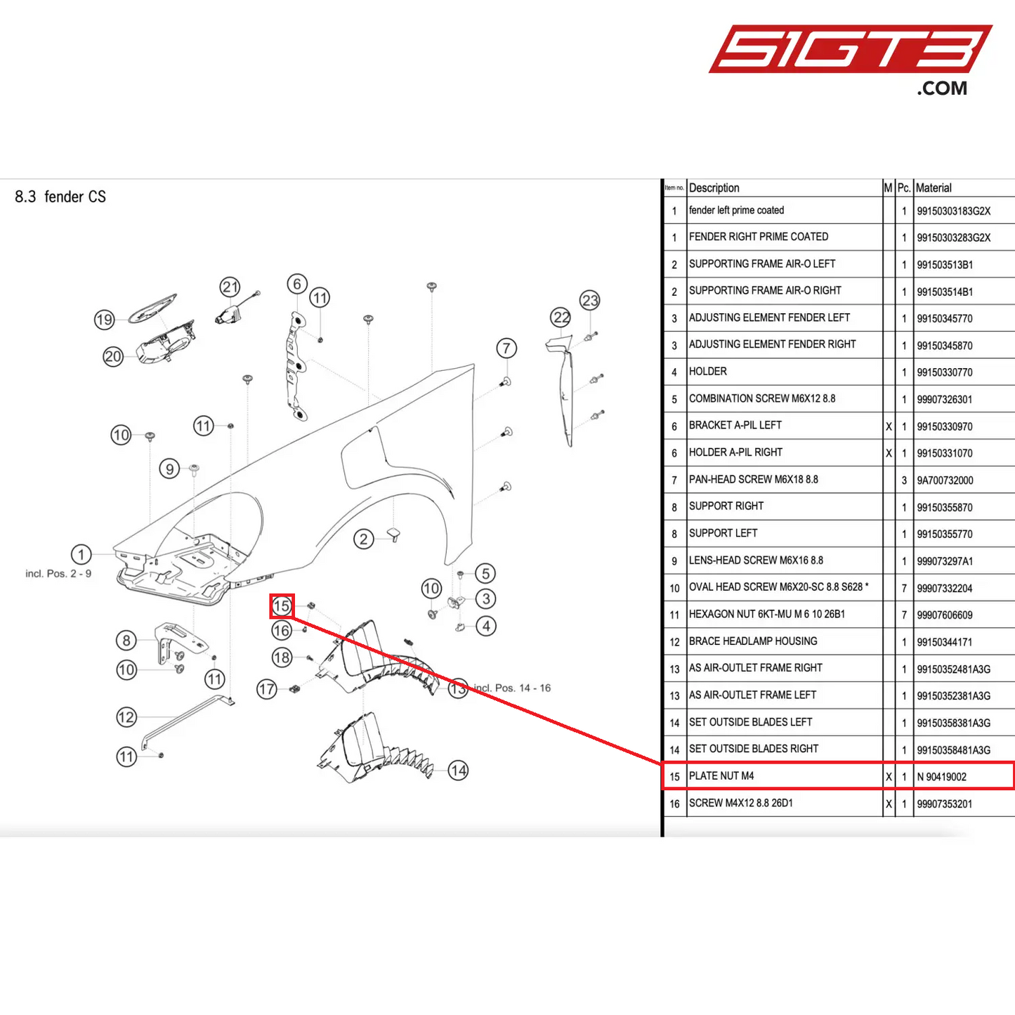 PLATE NUT M4 - N  90419002 [PORSCHE 911 GT2 RS Clubsport]