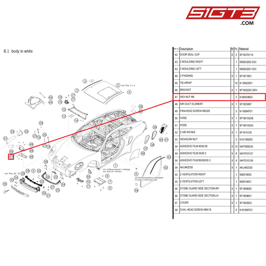 HEX NUT M5 - N  90434903 [PORSCHE 992.1 GT3 Cup]