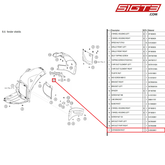 EXPANSION RIVET - N  90558401 [PORSCHE 992.1 GT3 Cup]