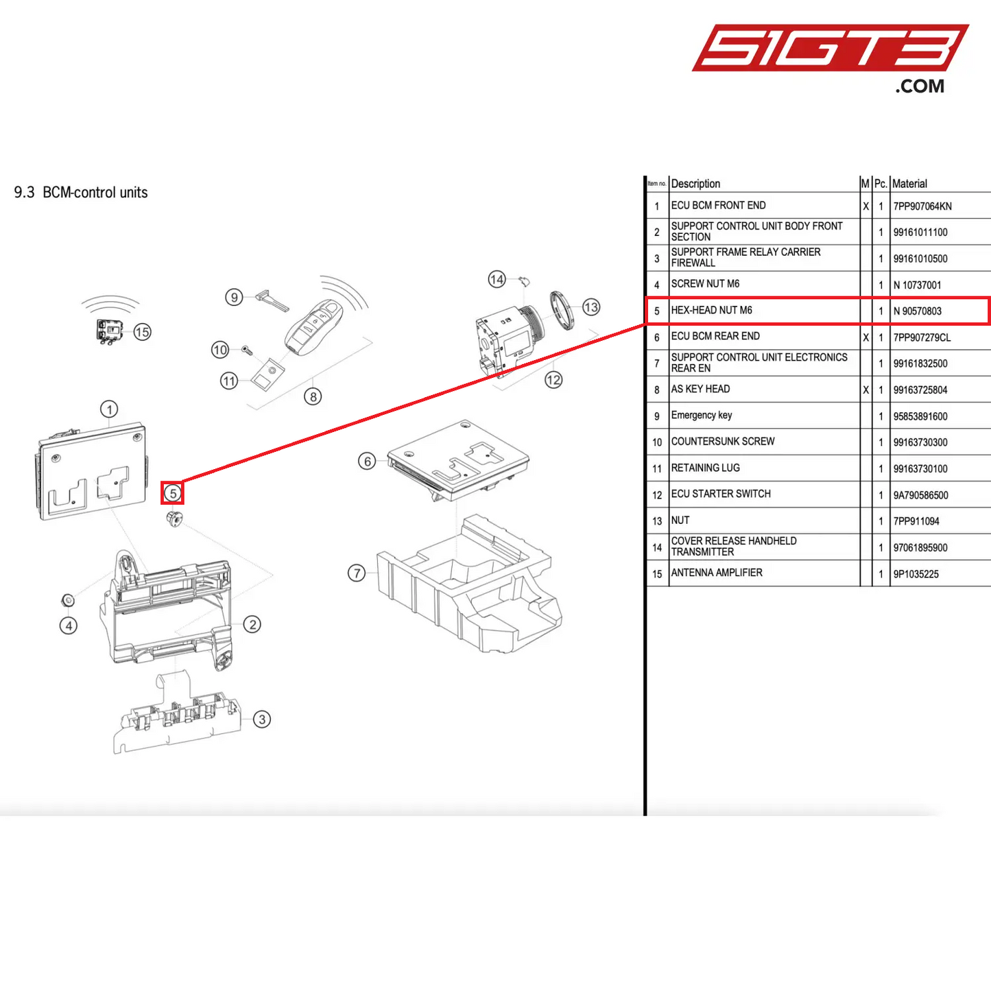 HEX-HEAD NUT M6 - N  90570803 [PORSCHE 911 GT2 RS Clubsport]