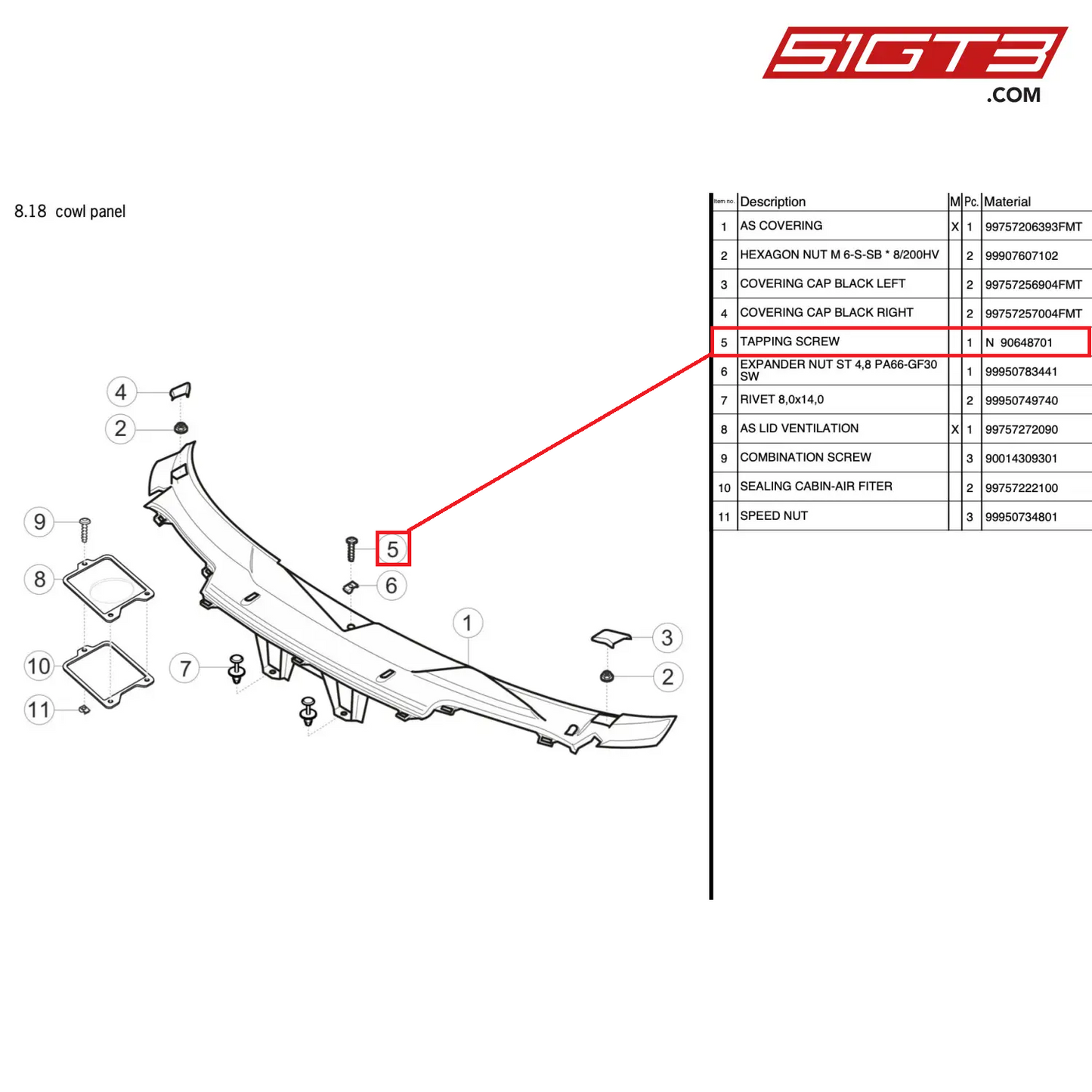 TAPPING SCREW - N  90648701 [PORSCHE 997.2 GT3 Cup]