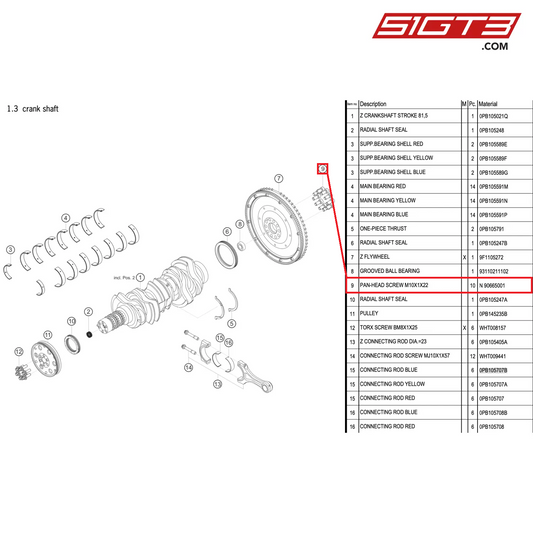 PAN-HEAD SCREW M10X1X22 - N  90665001 [PORSCHE 992.1 GT3 Cup]