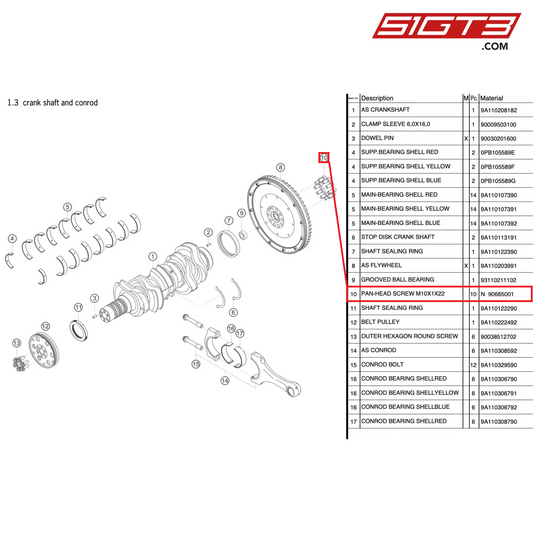 PAN-HEAD SCREW M10X1X22 - N 90665001 [PORSCHE 991.2 GT3 Cup]