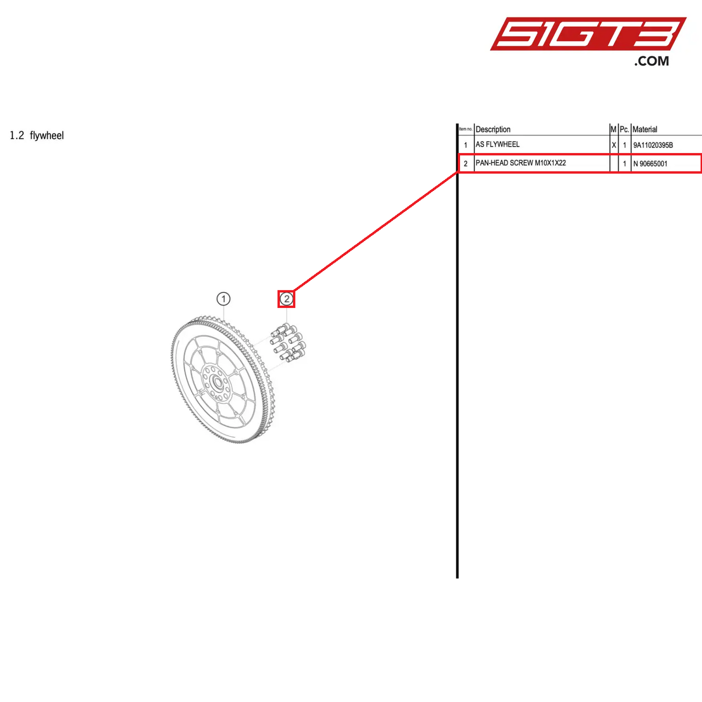 PAN-HEAD SCREW M10X1X22 - N-90665001 [PORSCHE 911 GT3 R Type 991 (GEN 2)]