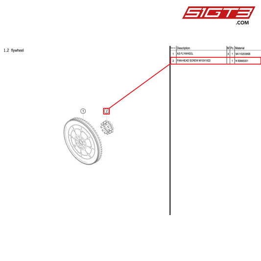 PAN-HEAD SCREW M10X1X22 - N-90665001 [PORSCHE 911 GT3 R Type 991 (GEN 2)]