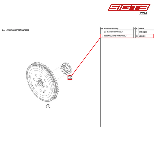 CHEESE-HEAD SCREW M10X1X28,8 - N 90665101 [PORSCHE Cayman 981 GT4 Clubsport]