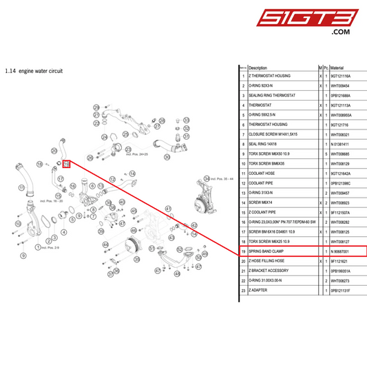 SPRING BAND CLAMP - N  90687001 [PORSCHE 992.1 GT3 Cup]