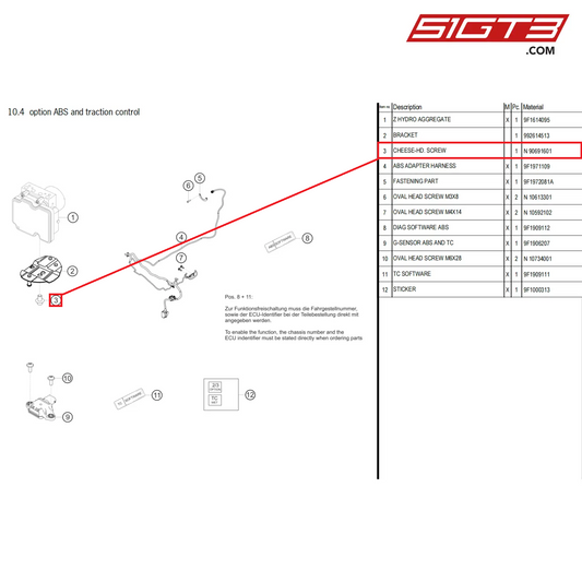 FILLISTER SCREW M10X1X17 12.9 - N  90691601 [PORSCHE 992.1 GT3 Cup]