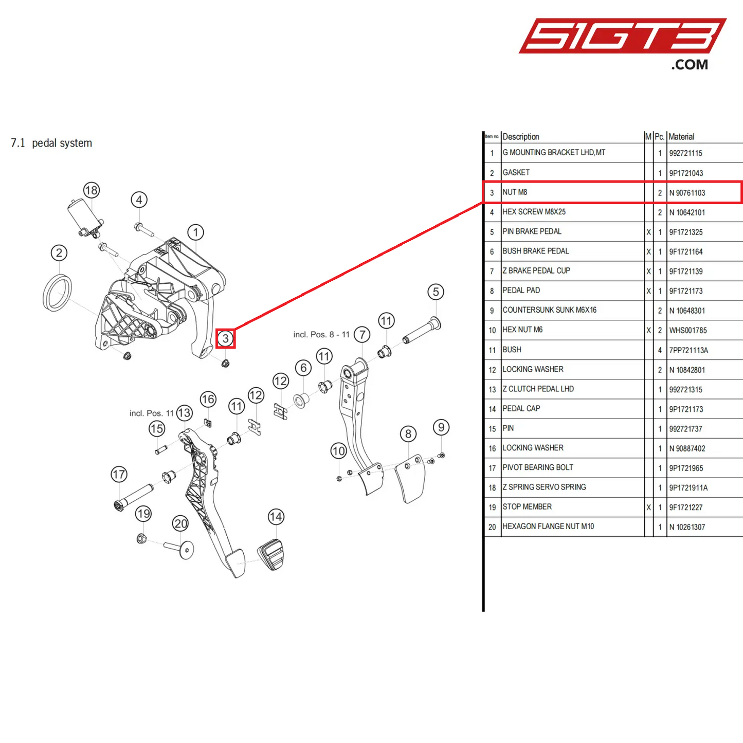 NUT M8 - N  90761103 [PORSCHE 911 GT3 Cup Type 992]