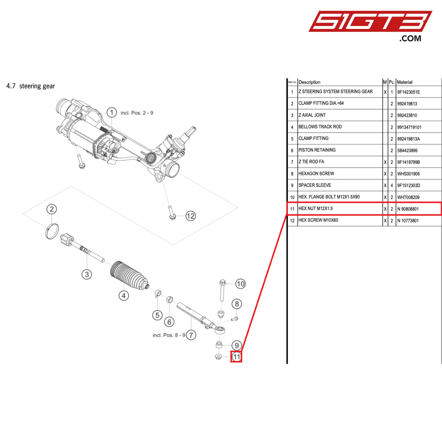 HEX NUT M12X1.5 - N  90808801 [PORSCHE 992.1 GT3 Cup]