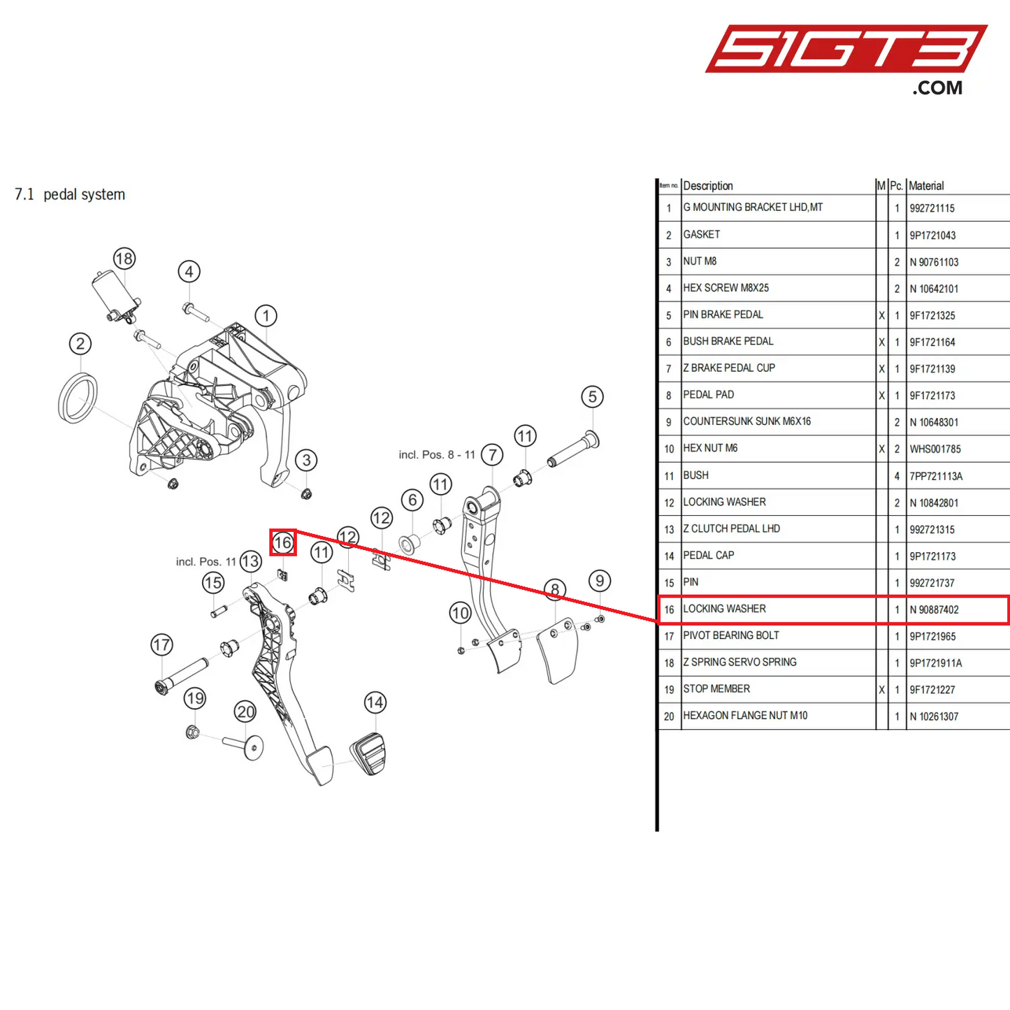 LOCKING WASHER - N  90887402 [PORSCHE 911 GT3 Cup Type 992]