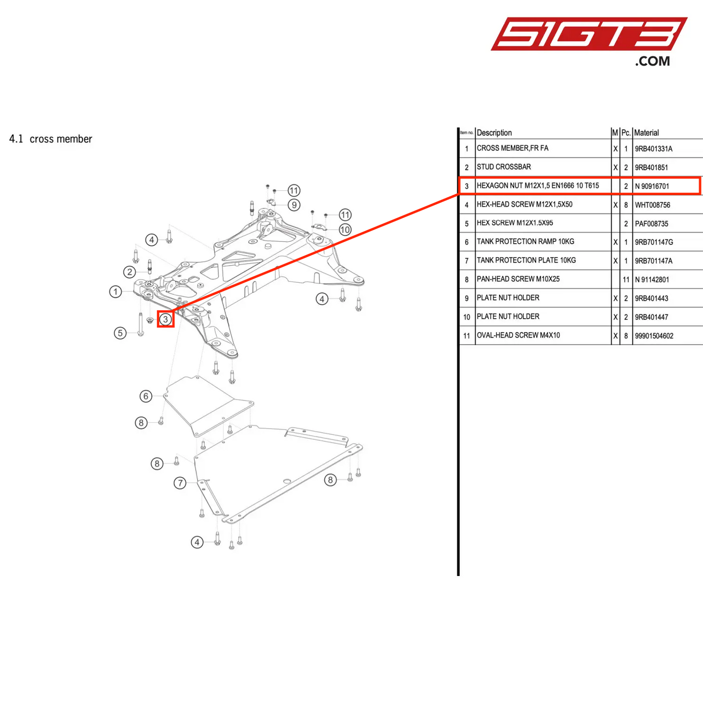 HEXAGON NUT M12X1,5 EN1666 10 T615 - N  90916701 [PORSCHE 992.1 GT3 R]