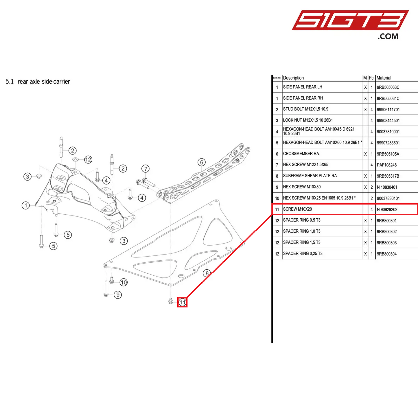 SCREW M10X20 - N  90929202 [PORSCHE 992.1 GT3 R]