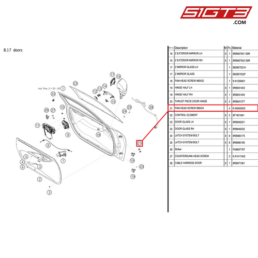 PAN-HEAD SCREW M8X24 - N  90930503 [PORSCHE 992.1 GT3 R]